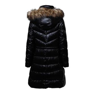 DKNY Women's DKNY Zip Front Waisted Down Jacket in Black - maat M Zwart