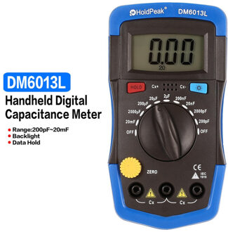 DM6013L Condensator Meter Draagbare Handheld Digitale Capaciteit 1999 Telt Tester 200pF ~ 20mF Data Hold Backlight