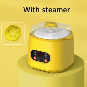 Dmwd 1L Huishoudelijke Elektrische Kookplaat Mini Kookpan Pap Vogelnest Koken Machine Soeppan Ontbijt Maker 24H afspraak geel Steamer