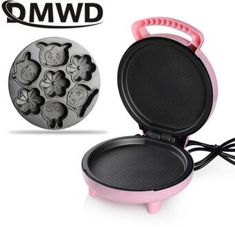 DMWD Cartoon Wafelijzer Muffin Pannenkoek Automatische Mini Gebakken Pizza Fornuis Cake Machine Multifunctionele bakken ontbijt pan EU ONS