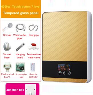 Dmwd Muur Gemonteerde Elektrische Instant Tankless Boiler Badkamer Momentane Thermostaat Verwarming Douche Led Display 6000W Paars