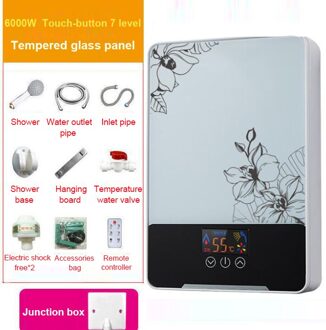 Dmwd Muur Gemonteerde Elektrische Instant Tankless Boiler Badkamer Momentane Thermostaat Verwarming Douche Led Display 6000W Rood