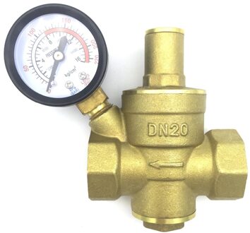 DN20 Messing Valve 3/4 "Water Drukregelaar met Manometer voor Water Reduceerventiel Verstelbare Connector Valve