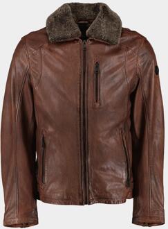 Dnr Lederen jack kleur toevoegen leather jacket 52196.3/460 Bruin - 50