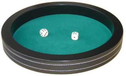 Dobbelpiste zwart 28cm met 5 dobbelstenen