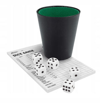 Dobbelset speelset - beker inclusief 5 dobbelstenen en scoreblok