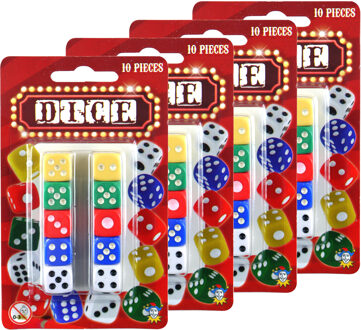 Dobbelstenen - 40x stuks - kleuren mix - kunststof - spelletjes