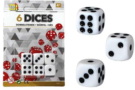 Dobbelstenen 6 stuks op kaart Ø1,5cm