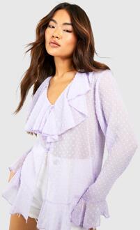 Dobby Chiffon Blouse Met Ruches, Lilac - 44