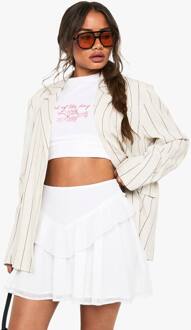 Dobby Chiffon Ruffle Mini Rok, White - 38