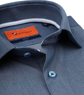 Dobby Overhemd Melange Donkerblauw - 38