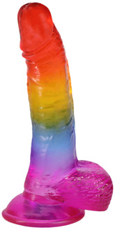 Doc Johnson Realistische Cock met Ballen - 8,5 / 21,6 cm - Regenboog