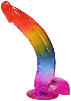 Doc Johnson Realistische Cock met Ballen - 9,5 / 24,1 cm - Regenboog