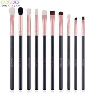 Docolor 10Pcs Eyeshaow Make Up Kwasten Set Pro Rose Gouden Oogschaduw Blending Make Up Borstels Soft Synthetisch Haar voor Schoonheid