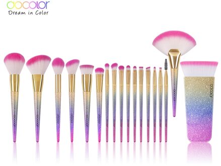 Docolor 18PCS Brand Up Kwasten Gereedschap Kit Powder Foundation Blush Oogschaduw Mengen Fan Cosmetische Beauty Make Up Borstels