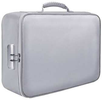 Document Tas Met Slot, Brandwerende 3-Laag Met Rits Voor Laptops zilver