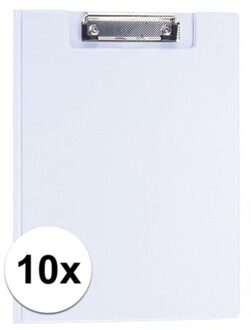 Documenten Clipboard in A4 formaat - 10x stuks - wit - pvc - klembord - 21 x 29 cm