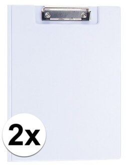 Documenten Clipboard in A4 formaat - 2x stuks - wit - pvc - klembord - 21 x 29 cm