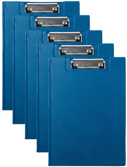 Documenten Clipboard in A4 formaat - 5x - Blauw - pvc - Klembord - Kantoor - 21 x 29 cm