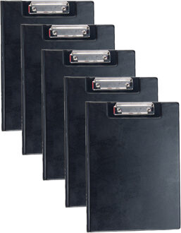 Documenten Clipboard in A4 formaat - 5x - Zwart - pvc - Klembord - Kantoor - 21 x 29 cm