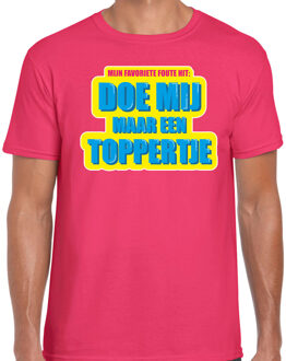 Doe mij maar een toppertje foute party shirt roze heren L