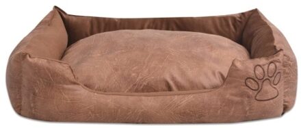 Dog bed with cushion PU artificial leather size L beige