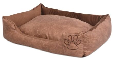 Dog bed with cushion PU artificial leather size S Beige