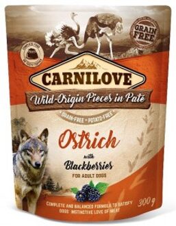 Dog Pouch Pate Ostrich with Blackberries 300 gram -  - Honden droogvoer
