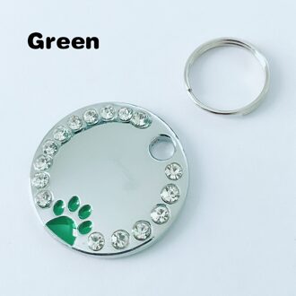 Dog Tag Poot Kraag Huisdier Ketting Kat Id Sleutelhanger Metalen Strass Ketting Naam Gegraveerd Hanger groen