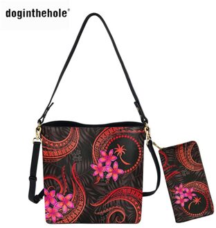 Doginthehole Tassen Voor Vrouwen Chuuk Staten Polynesische Trend Luxe 2 Stks/set Crossbody Tas Met Portemonnee Vrouwelijke Schoudertas HTE2345D61Z21
