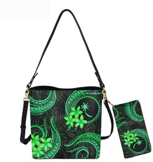 Doginthehole Tassen Voor Vrouwen Chuuk Staten Polynesische Trend Luxe 2 Stks/set Crossbody Tas Met Portemonnee Vrouwelijke Schoudertas HTE2347D61Z21
