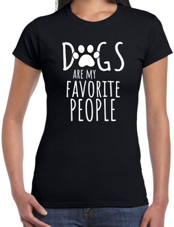 Dogs are my favourite people / Honden zijn mijn favoriete mensen t-shirt zwart voor dames 2XL