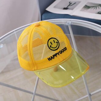 Doitbest Mesh Kind Baseball Cap Happy-Goede Letters Transparante Rand Zomer Hip Hop Kinderen Hoeden Jongen Meisjes Hoed Caps snapback Gorras geel