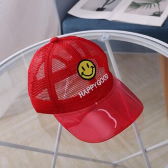 Doitbest Mesh Kind Baseball Cap Happy-Goede Letters Transparante Rand Zomer Hip Hop Kinderen Hoeden Jongen Meisjes Hoed Caps snapback Gorras Rood