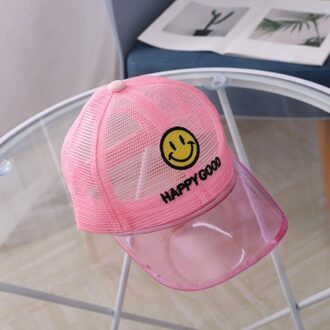 Doitbest Mesh Kind Baseball Cap Happy-Goede Letters Transparante Rand Zomer Hip Hop Kinderen Hoeden Jongen Meisjes Hoed Caps snapback Gorras Roze