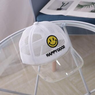 Doitbest Mesh Kind Baseball Cap Happy-Goede Letters Transparante Rand Zomer Hip Hop Kinderen Hoeden Jongen Meisjes Hoed Caps snapback Gorras wit