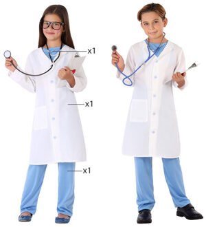Dokter/arts verkleed kostuum - wit/blauw - voor kinderen 116 (5-6 jaar)