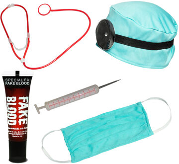 Dokter/chirurg ziekenhuis verkleed set - accessoires 6-delig - kunststof