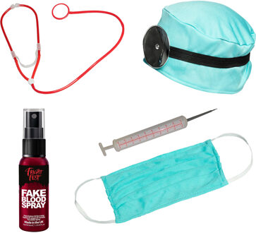 Dokter/chirurg ziekenhuis verkleed set - accessoires 6-delig - kunststof