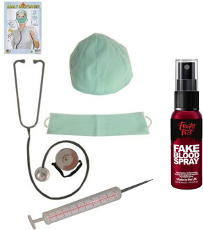 Dokter/chirurg ziekenhuis verkleed set - accessoires 6-delig - kunststof