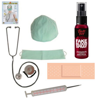 Dokter/chirurg ziekenhuis verkleed set - accessoires 8-delig - kunststof