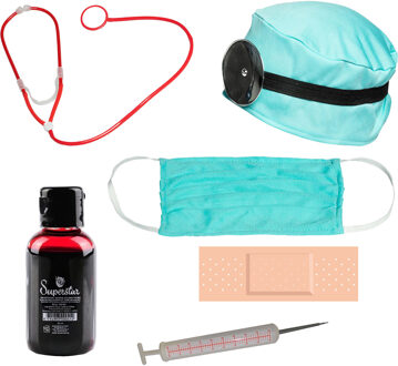 Dokter/chirurg ziekenhuis verkleed set - accessoires 8-delig - kunststof