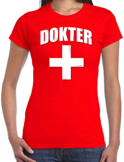 Dokter met kruis verkleed t-shirt rood voor dames XS