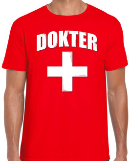 Dokter met kruis verkleed t-shirt rood voor heren L