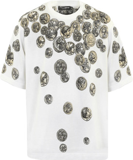 Dolce and Gabbana Heren coin print cotton Wit - XL