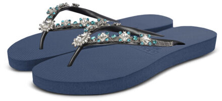Dolce chrystal marineblauw dames slippers, , maat: - 37-38