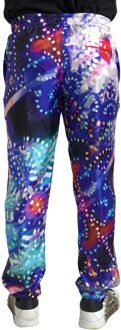 Dolce & Gabbana Abstracte Print Zijden Broek Pan74851 - maat Navy