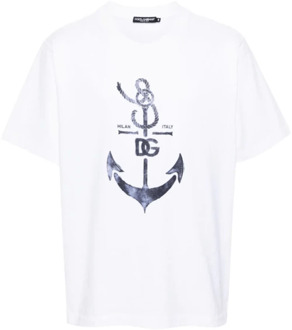 Dolce & Gabbana Ankerprint Katoenen T-shirt Dolce & Gabbana , White , Heren - L,M,S