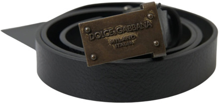 Dolce & Gabbana Antiek Logo Gesp Riem Dolce & Gabbana , Black , Heren - 80 CM