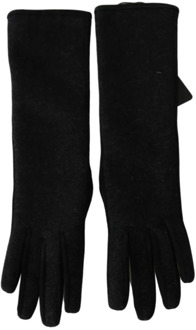 Dolce & Gabbana Authentieke Handschoenen, Middelarm Lengte, Zwart/Grijs, Gemaakt in Italië Dolce & Gabbana , Black , Dames - 7 1/2 IN